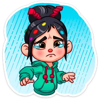 😰 06f53712 Vanellope von Schweetz Wreck-It Ralph vanellope, detona ralph, disney, desenho animado, triste, chorando telegram sticker