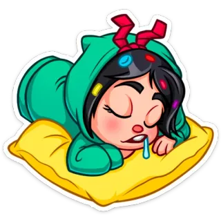 😴 0b343a81 Vanellope von Schweetz Wreck-It Ralph Desenho animado, Dormindo, Personagem, Disney, Vanellope, Detona Ralph telegram sticker