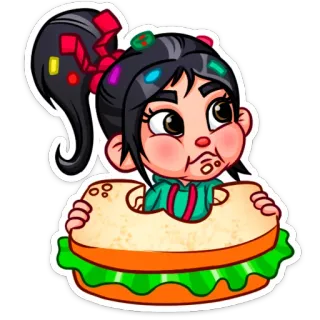 🥪 194108c4 Vanellope von Schweetz Wreck-It Ralph disney, desenho animado, animação, vanellope, sugar rush, filme telegram sticker