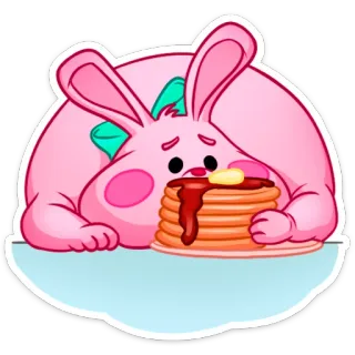 🍩 8def3f1a coelho, panquecas, fofo, café da manhã, comida telegram sticker
