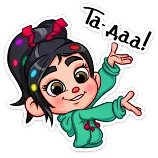 🙌 d77b3139 Vanellope von Schweetz Wreck-It Ralph Ta-Aaa! Desenho animado, Detona Ralph, Vanellope, Disney, Personagem, Adesivo telegram sticker