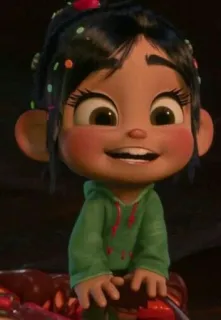 👀 76a1f8e2 Vanellope Wreck-It Ralph cartoon, disney, movie character, vanellope von schweetz, animated, film whatsapp sticker