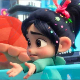 🍓 8851fbcd Vanellope von Schweetz Wreck-It Ralph Ванилопа, Ральф, Дисней, Мультяшный персонаж, Анимация, Конфетные волосы telegram sticker