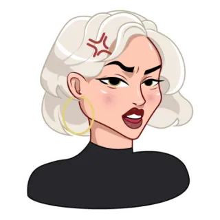 🤬 39993c6b ผู้หญิง, โกรธ, สีหน้า, ภาพเหมือน, ผมบลอนด์, การ์ตูน telegram sticker