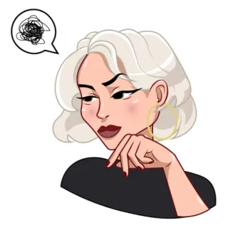 🤔 8f6dfb58 ผู้หญิง, คิด, ภาพเหมือน, สีหน้า, อารมณ์, การ์ตูน telegram sticker