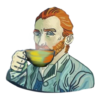 ☕️ 7947701c Vincent van Gogh フィンセント・ファン・ゴッホ, アーティスト, お茶, コーヒー, 絵画, 肖像画 whatsapp sticker