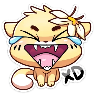 👹 b6fe6ee3 XD แมว, ดอกไม้, การ์ตูน, หัวเราะ, อีโมติคอน, สัตว์ telegram sticker