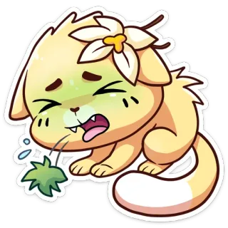🤢 b7887107 แมว, ป่วย, อาเจียน, เศร้า, สัตว์, การ์ตูน telegram sticker