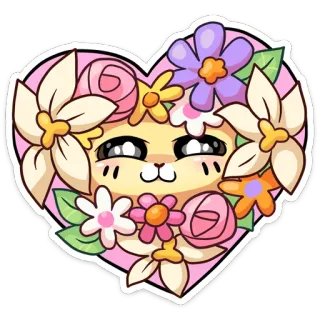 😻 ecee5162 น่ารัก, ดอกไม้, หัวใจ, สัตว์, คาวาอิ, การ์ตูน telegram sticker