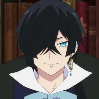 💎 6a1b86e5 Anime, Karakter, Potret, Rambut Hitam, Mata Biru telegram sticker