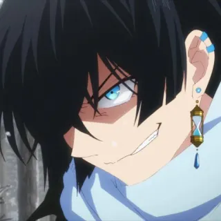 🌐 8944c3cb Anime, Personnage, Homme, Yeux Bleus, Cheveux Noirs, Souriant telegram sticker