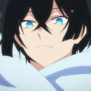 🌐 92e90fa5 Anime, Personnage, Yeux bleus, Cheveux noirs telegram sticker