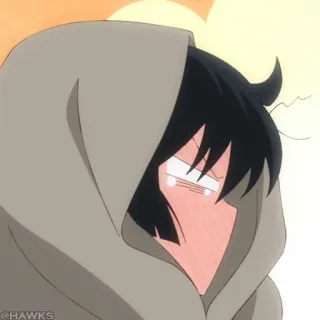 ♟ 858b4ab6 @HAWKS 动漫, 连帽衫, 悲伤, 角色 telegram sticker