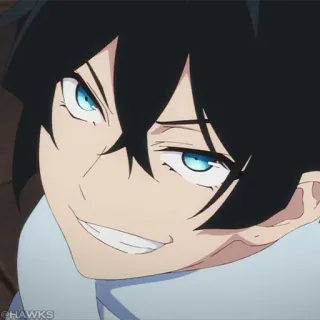 💎 b0c5cfbd @HAWKS 动漫, 男性, 坏笑, 黑发 telegram sticker