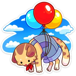 🎈 64ba8fa2 hond, ballonnen, puppy, schattig, dier, lucht, wolken telegram sticker