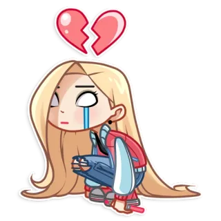 💔 14371d11 sedih, patah hati, sakit hati, menangis, gadis whatsapp sticker