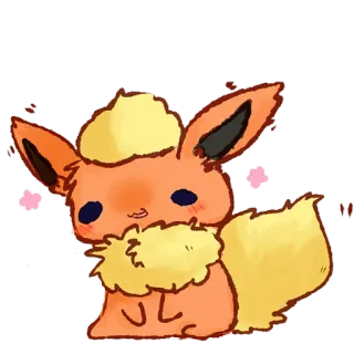 😳 03b6f6bc Flareon Pokémon lucu, api, evolusi Eevee, Pokémon, binatang, oranye, kuning whatsapp sticker