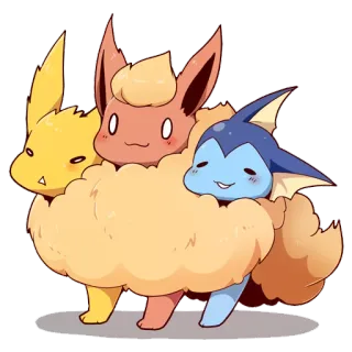 ⚠ d0b9e4c4 pokemon, eevee, flareon, jolteon, vaporeon whatsapp sticker