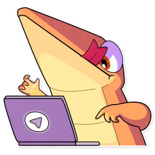 👨 06806090 蜥蜴, 卡通, 动物, 笔记本电脑, 电脑, 打字 telegram sticker