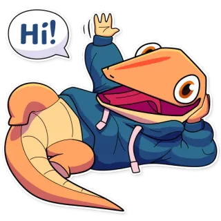 👋 14a3608c Hi! 卡通, 蝾螈, 动物, 爬行动物, 嗨, 问候, 可爱, 友好的 telegram sticker