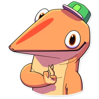🤞 766d15c0 蜥蜴, 动物, 帽子, 卡通, 角色 telegram sticker