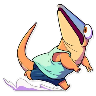 😨 d9aab872 蜥蜴, 卡通, 跑步, 动物, 角色, 搞笑 telegram sticker