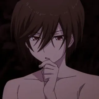 🥢 f847e677 Anime, Postać, Mężczyzna, Smutny, Zamyślony, Brązowe włosy, Klatka piersiowa telegram sticker