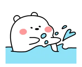 ✨ f89c6686 urso, desenho animado, animal, fofo, água, respingo, feliz whatsapp sticker