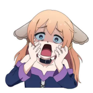 😱 847ee060 anime, dog, girl, scared, shocked, cute, collar telegram sticker
