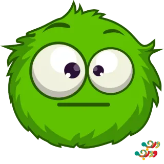 😐 3db2af8a 초록색, 보송보송, 만화, 캐릭터, 튀어나온 눈, 웃긴, 털복숭이, 귀여운 telegram sticker