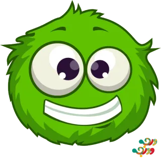 😁 3eb035b3 초록색, 털복숭이, 웃는, 귀여운, 만화, 캐릭터, 괴물 telegram sticker