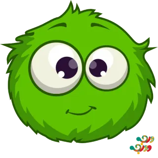 😊 6d1ae616 폭신한, 초록색, 괴물, 만화, 귀여운, 눈, 털복숭이 telegram sticker