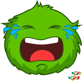 😭 6e0fbc12 울음, 슬픔, 이모지, 초록색, 털복숭이, 눈물 telegram sticker