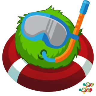 🌊 f8606bab 수영, 구명 조끼, 수경, 스노클, 귀여운, 초록색 telegram sticker