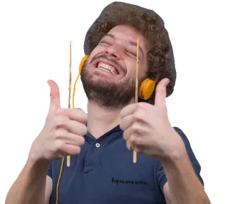 👍 92a4447f 男人, 卷发, 点赞, 耳机, 积极 telegram sticker