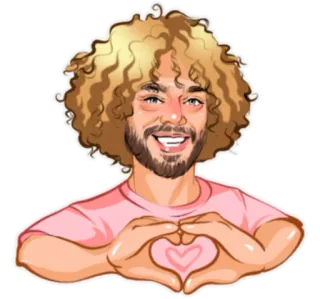 💔 d33ced94 persoon, krullend haar, hart handen, glimlach, cartoon telegram sticker