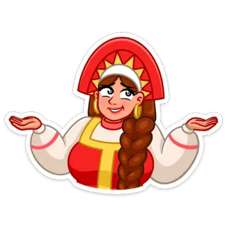 🤷 0c3e529c kobieta, strój ludowy, rosyjski, warkocz, nakrycie głowy, kostium ludowy telegram sticker