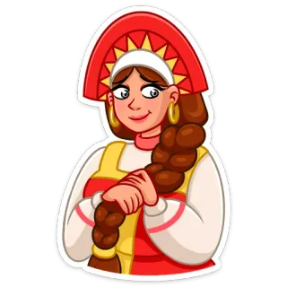 ☺ 58004fa4 kobieta, dziewczyna, rosyjski, strój ludowy, warkocz, kokosznik, kultura telegram sticker