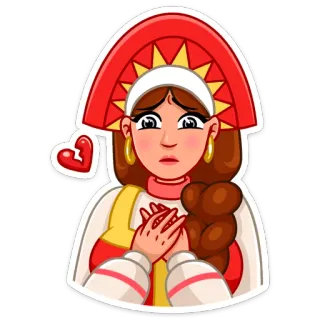 💔 7bb69275 kobieta, smutna, ze złamanym sercem, strój ludowy, rosyjski telegram sticker