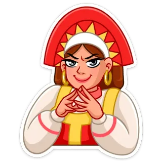 😅 887d7ddb kobieta, nakrycie głowy, knucie, kreskówka, rosyjski, strój ludowy telegram sticker