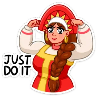 💪 d35b1abc JUST DO IT kobieta, strój ludowy, silna, motywacja, naklejka telegram sticker