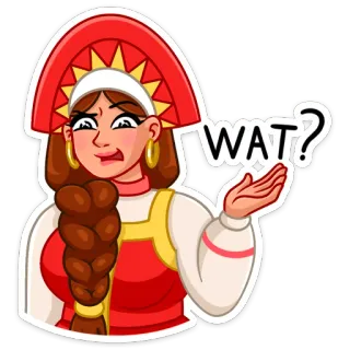 🤨 eb27fc37 WAT? kobieta, rosyjski, nakrycie głowy, Wat, pytanie, zdezorientowany, strój ludowy telegram sticker