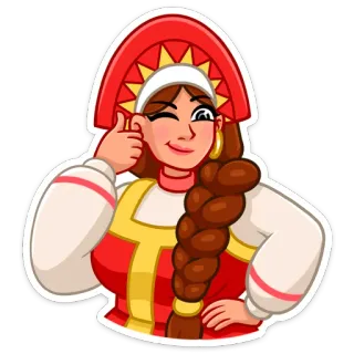 👍 fb77aa33 kobieta, rosyjski, kciuk w górę, strój ludowy, nakrycie głowy telegram sticker
