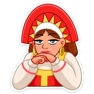 🥱 ffdcfa72 kobieta, rosyjski, tradycyjny, nakrycie głowy, znudzony, kreskówka telegram sticker