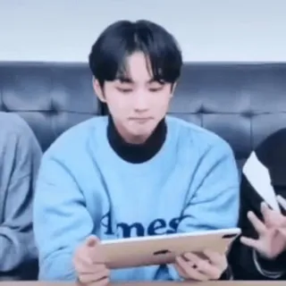 😱 2a512ff1 Ames person, sweater, tablet, indoors telegram sticker