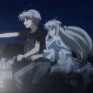 🥄 e7fd5b73 anime, night, couple, stars, cartoon telegram sticker