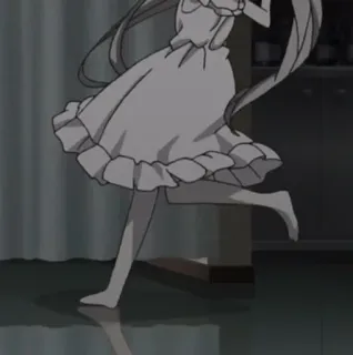 🪦 faaa9a65 anime, running, white dress, barefoot, girl telegram sticker