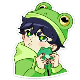 🤨 a004b7ff Аниме, Парень, Лягушка, Милый, Мультфильм telegram sticker