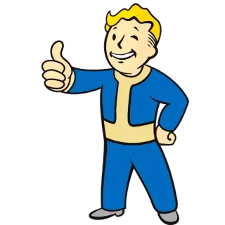 👍 0c304f61 Vault Boy Fallout cartoon, mascot, vault-tec, thumbs up, video game whatsapp sticker