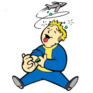 💉 51600da9 Vault Boy Fallout vault boy, fallout, video game, cartoon, drugs whatsapp sticker